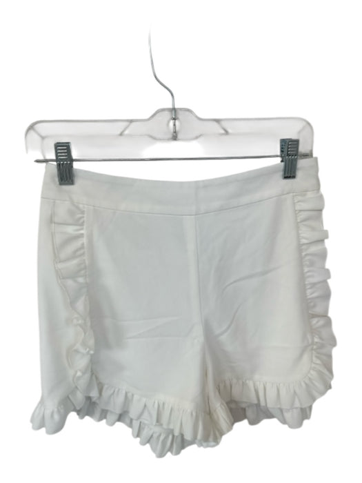 Crosby Size S White Polyester High Waist Ruffles Side Zip Shorts White / S