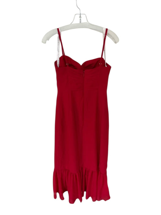 Azazie Size 4 Red Polyester Spaghetti Strap Padding Drop Waist Gown Red / 4