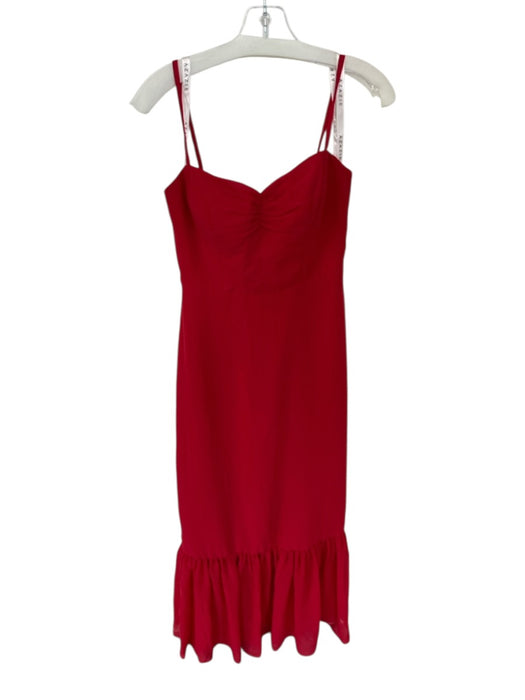 Azazie Size 4 Red Polyester Spaghetti Strap Padding Drop Waist Gown Red / 4