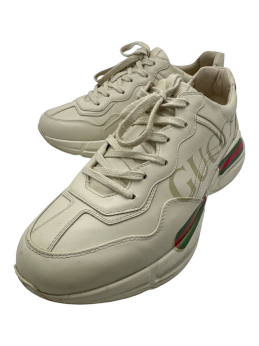 Gucci Shoe Size 8.5 Good Off White Leather logo Sneaker Men's Shoes Off White / 8.5