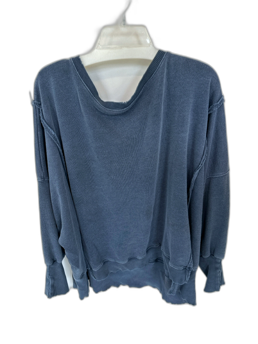 We The Free Size Medium Blue Gray Cotton Blend Distressed Frayed Edge Sweatshirt Blue Gray / Medium