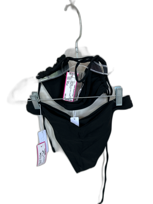 Bright Size Small Black Nylon Blend Strapless Tie Cheeky Swimsuit Black / Small