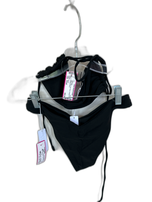 Bright Size Small Black Nylon Blend Strapless Tie Cheeky Swimsuit Black / Small
