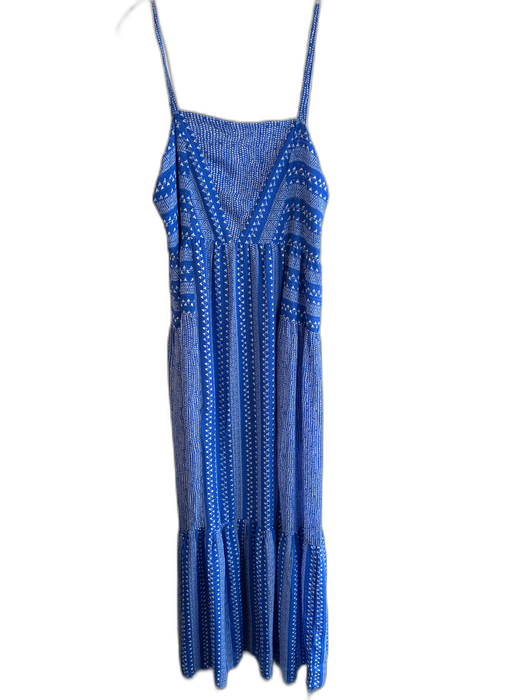 Sabina Musayev Size L Blue & White Polyester Sleeveless Abstract Print Dress — Labels Resale Boutique