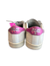 P448 Shoe Size 38 White & Pink Leather Suede Bedazzled Lace Up Sneaker Shoes White & Pink / 38