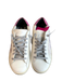 P448 Shoe Size 38 White & Pink Leather Suede Bedazzled Lace Up Sneaker Shoes White & Pink / 38