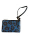 Coach Blue & Black Leather Zip Close Animal Print Wristlet Bag Blue & Black / S