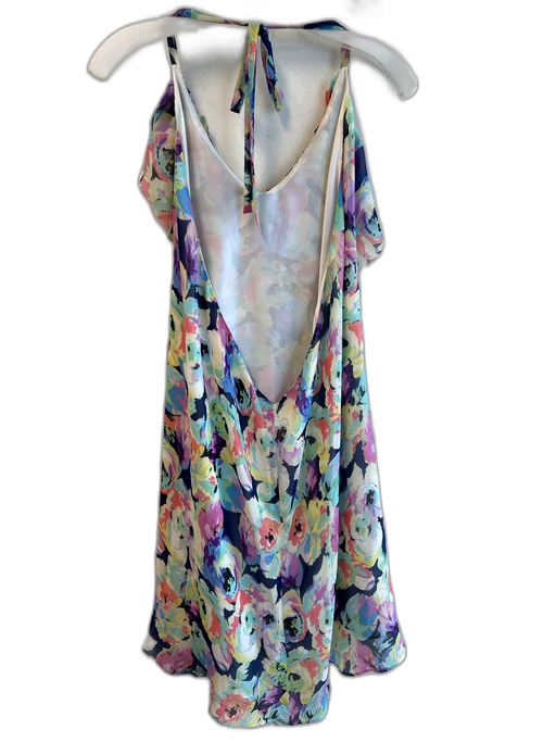 Yumi Kim Size M Multi Silk One Shoulder Floral Ruffle Detail Lined Dress Multi / M