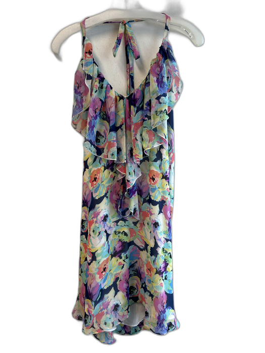 Yumi Kim Size M Multi Silk One Shoulder Floral Ruffle Detail Lined Dress Multi / M