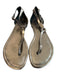 Tory Burch Shoe Size 8 Silver Leather Sandal Ankle Strap Logo Flat Shoes Silver / 8