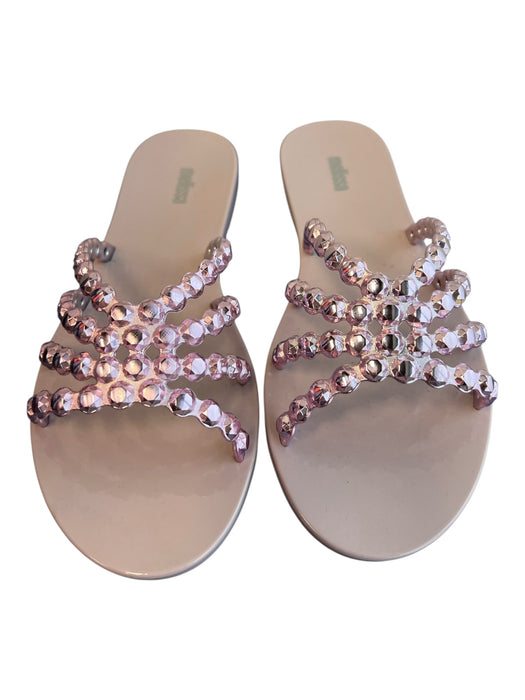 Melissa Shoe Size 8 Pink Rubber Slip On Stud Detail Open Toe Jelly Shoes Pink / 8