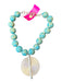 Nest Blue Metal Silver Hardware Beaded Clasp Pendant Necklace Blue