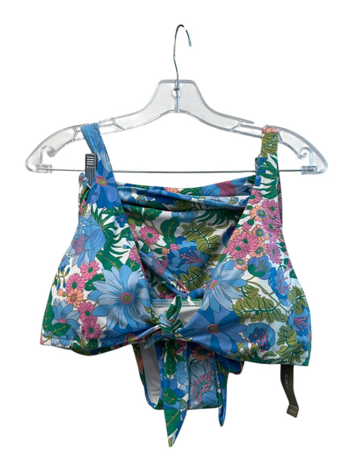 J Crew Size Xs & L Multi Polyamid High Waist Tie Front Floral Bikini Swimsuit Multi / Xs & L