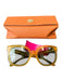 Tory Burch Yellow Plastic Gold hardware Case included Square Sunglasses Yellow