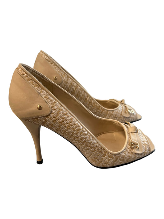 Stuart Weitzman Shoe Size 8 Beige Manmade Material open toe Gold Hardware Shoes Beige / 8