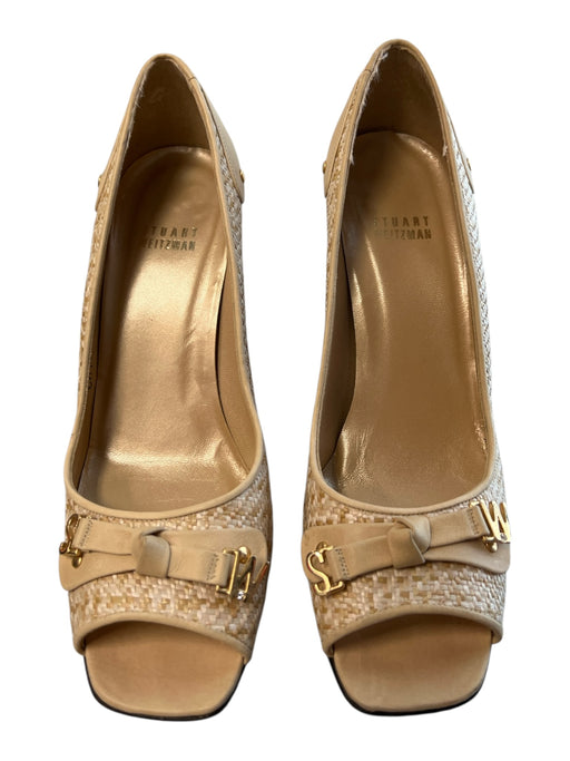 Stuart Weitzman Shoe Size 8 Beige Manmade Material open toe Gold Hardware Shoes Beige / 8
