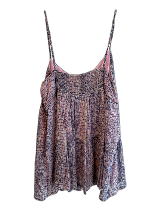 By Anthropologie Size 14 Pink & blue Viscose Spaghetti Strap Animal Print Top Pink & blue / 14