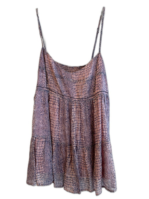 By Anthropologie Size 14 Pink & blue Viscose Spaghetti Strap Animal Print Top Pink & blue / 14