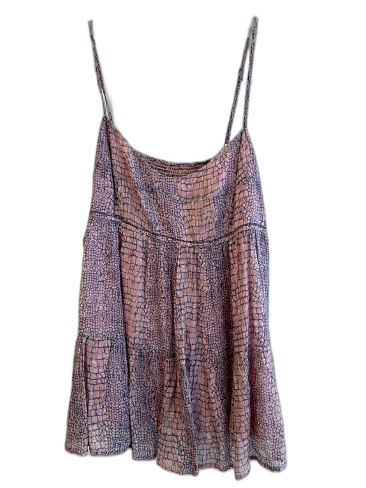 By Anthropologie Size 14 Pink & blue Viscose Spaghetti Strap Animal Print Top Pink & blue / 14