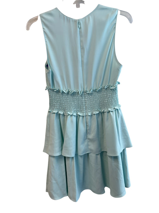 Amanda Uprichard Size S Aqua Blue Polyester Sleeveless V Neck Tiered Dress Aqua Blue / S