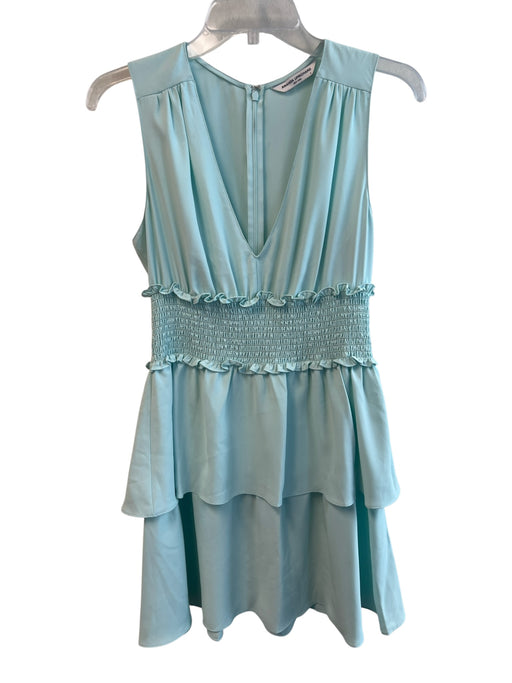 Amanda Uprichard Size S Aqua Blue Polyester Sleeveless V Neck Tiered Dress Aqua Blue / S