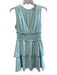 Amanda Uprichard Size S Aqua Blue Polyester Sleeveless V Neck Tiered Dress Aqua Blue / S