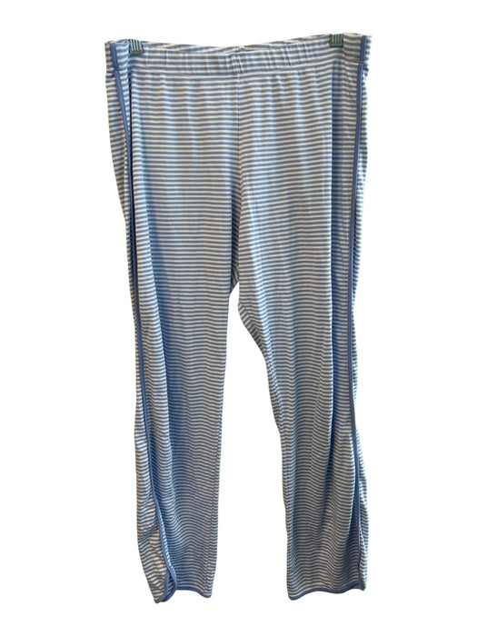 Lake Size M Blue & White Cotton Elastic Waist Striped High Rise Wide Leg Pants Blue & White / M