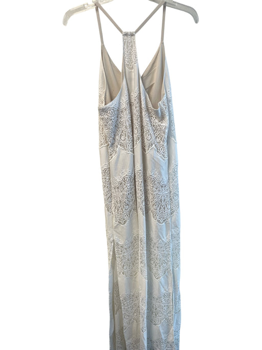 Alice & Olivia Size M White Cotton Blend Spaghetti Strap Lace Detail Lined Dress White / M