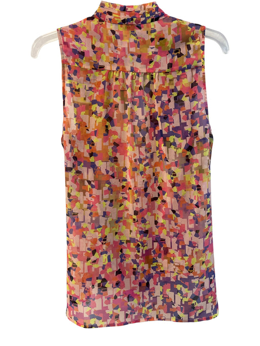 Trina Turk Size L Pink & Multi Polyester Sleeveless Abstract Print Cowl Top Pink & Multi / L