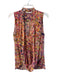 Trina Turk Size L Pink & Multi Polyester Sleeveless Abstract Print Cowl Top Pink & Multi / L