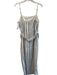 Lavender Brown Size L Blue & White Linen & Cotton Spaghetti Strap Striped Dress Blue & White / L