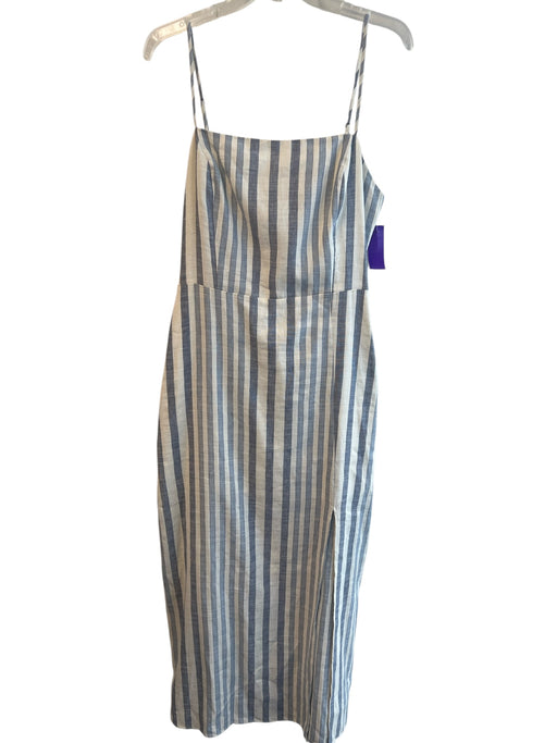 Lavender Brown Size L Blue & White Linen & Cotton Spaghetti Strap Striped Dress Blue & White / L