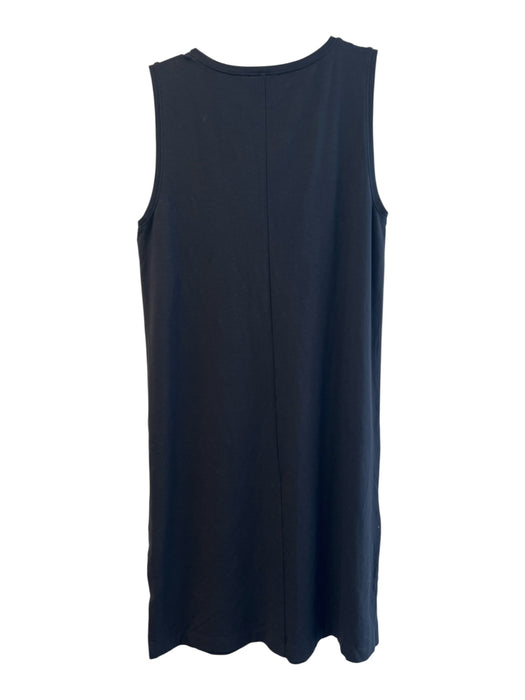Lilla P Size M Black Cotton Sleeveless solid color Scoop Neck Below knee Dress Black / M