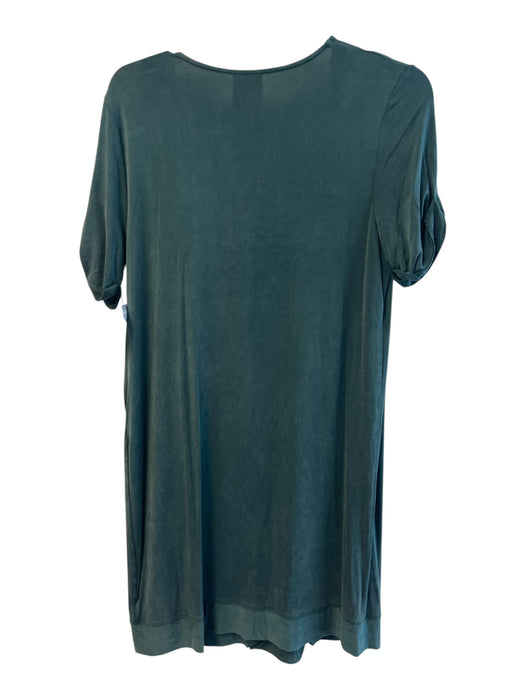 Dolan Size S Green Cupro Short Sleeve solid color V Neck Knee length Dress Green / S