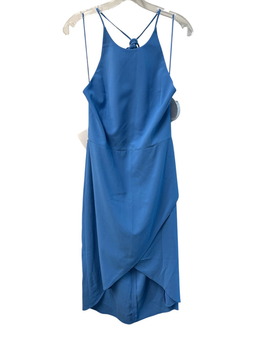Alice & Olivia Size 12 Blue Polyester Halter Top solid color Back Zip Dress Blue / 12
