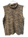 SML Size L Brown & Black Silk Sleeveless Zebra Print high neck Stretch Top Brown & Black / L