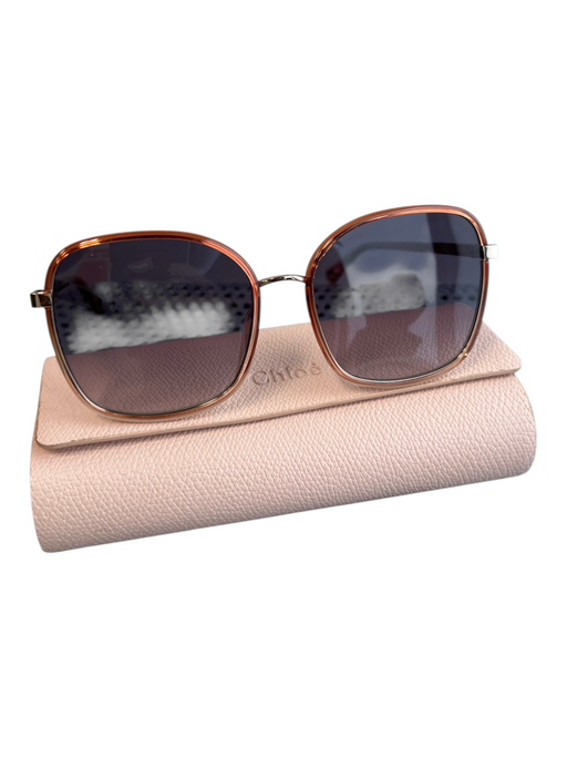 Chloe Orange Acetate Ombre Square Oversize Case Inc. Sunglasses Orange