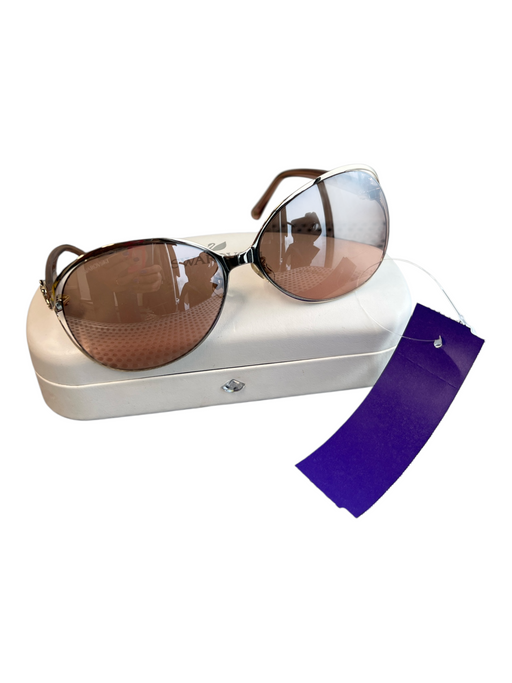 Swarovski Pink Acetate round Mirrored Crystal Detail Case Inc. Sunglasses Pink