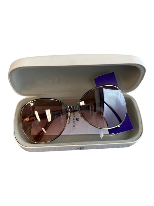 Swarovski Pink Acetate round Mirrored Crystal Detail Case Inc. Sunglasses Pink