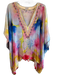 Blink Size One Size Multi Linen V Neck Abstract Print Short Sleeve Tunic Top Multi / One Size