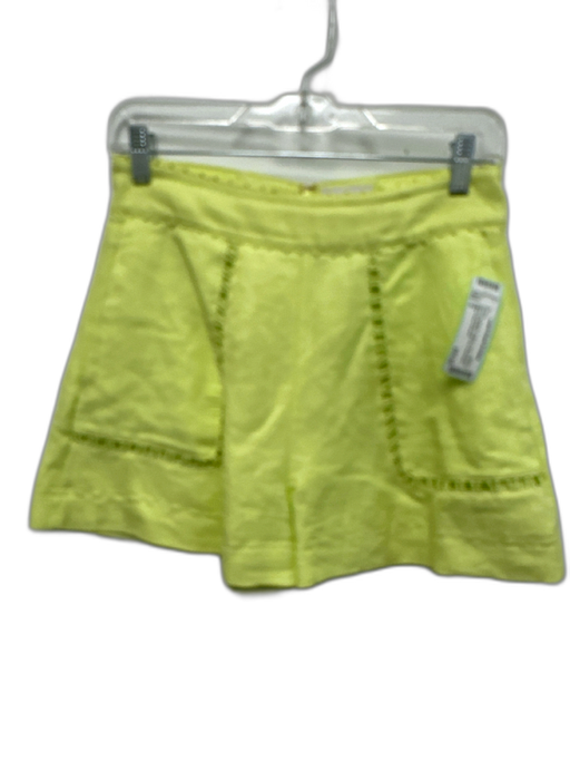 Aje. Size 6 Light Green Linen & Rayon Back Zip Beads High Rise Shorts Light Green / 6