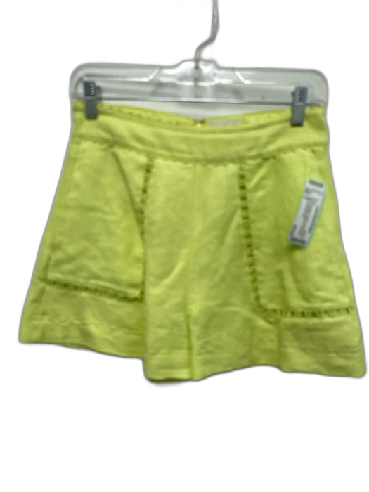 Aje. Size 6 Light Green Linen & Rayon Back Zip Beads High Rise Shorts Light Green / 6