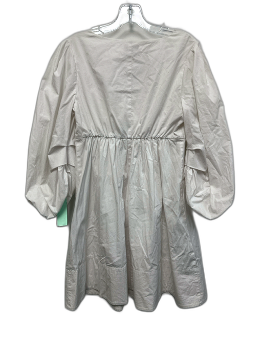 Staud Size S White Cotton Long puff sleeve Wide Neck Knee Length Dress White / S