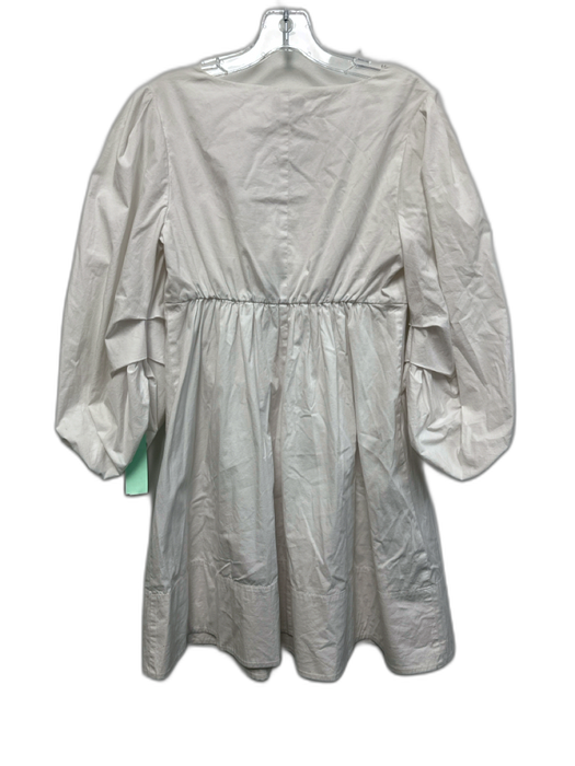 Staud Size S White Cotton Long puff sleeve Wide Neck Knee Length Dress White / S