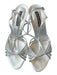 Claudia Ciuti Shoe Size 7.5 Silver Leather Stiletto Strapy Metallic Sandals Silver / 7.5