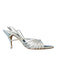 Claudia Ciuti Shoe Size 7.5 Silver Leather Stiletto Strapy Metallic Sandals Silver / 7.5