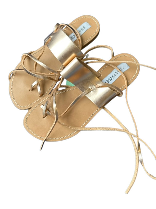 Steve Madden Shoe Size 7.5 Rose Gold Leather Toe Strap Ankle Tie Sandals Rose Gold / 7.5