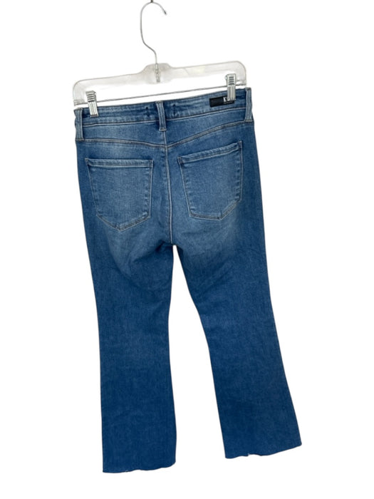 KUT Size 4 Med Dark Wash Cotton Blend Mid Rise Flare Raw Hem Jeans Med Dark Wash / 4
