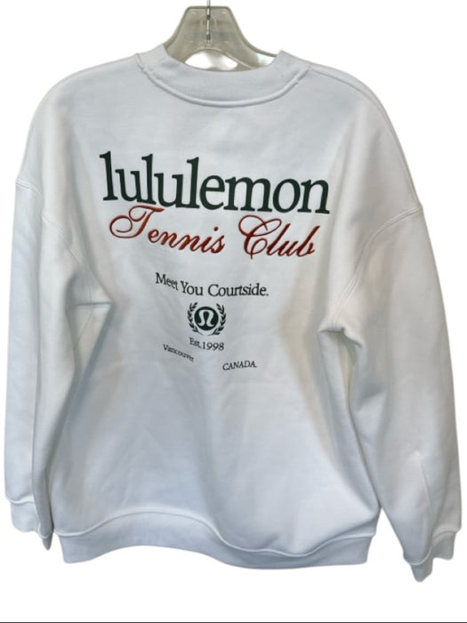 Lululemon Size Est M White & Green Long Sleeve Tennis Crew Neck Sweatshirt White & Green / Est M