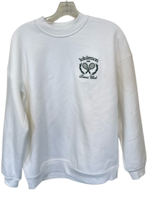 Lululemon Size Est M White & Green Long Sleeve Tennis Crew Neck Sweatshirt White & Green / Est M